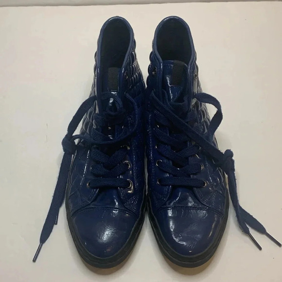 GEOX Quilted Hi Top Sneakers Cobalt Blue Size 9 Waterproof - Picture 3 of 14